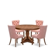 Pemberly Row 5-Piece Rubberwood Dining Room Set in Walnut Finish