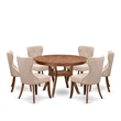 Pemberly Row 7-Piece Wood Dining Table Set in Antique Walnut Finish