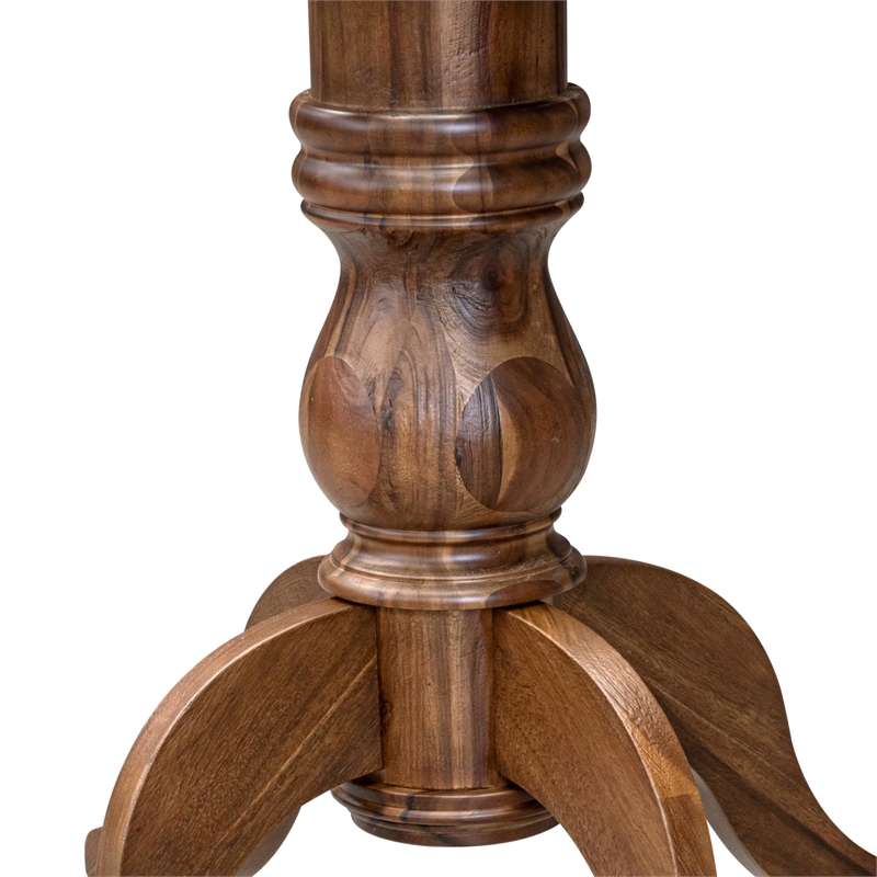 Pemberly Row 5-Piece Dining Set Rubber Wood Faux Leather Walnut Finish