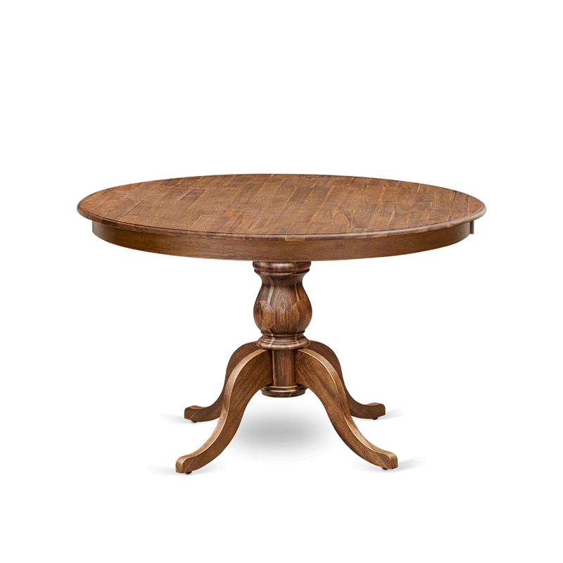Pemberly Row 5-Piece Dining Set Rubber Wood Faux Leather Walnut Finish