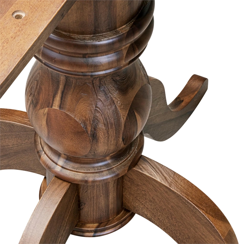 Pemberly Row 5-Piece Dining Set Rubber Wood Faux Leather Walnut Finish