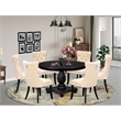 Pemberly Row 7-Piece Dining Table Set Acacia Wood Sandblasted Black