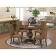Pemberly Row 5-Piece Dining Set Rubberwood Brown Jacobean Finish