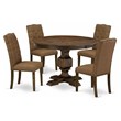 Pemberly Row 5-Piece Dining Set Rubberwood Brown Jacobean Finish