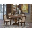 Pemberly Row 7-Piece Acacia Wood Dining Set in Light Tan and Walnut