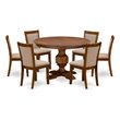 Pemberly Row 7-Piece Acacia Wood Dining Set in Light Tan and Walnut