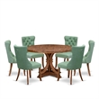 Pemberly Row 7-Piece Rubberwood Dining Set with 6 Chairs in Walnut