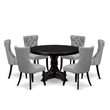 Pemberly Row 7-Piece Wood Dining Set in Sand-Blasted Black Finish