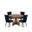 Pemberly Row 5-Piece Dining Set with Faux Leather Chairs in Walnut