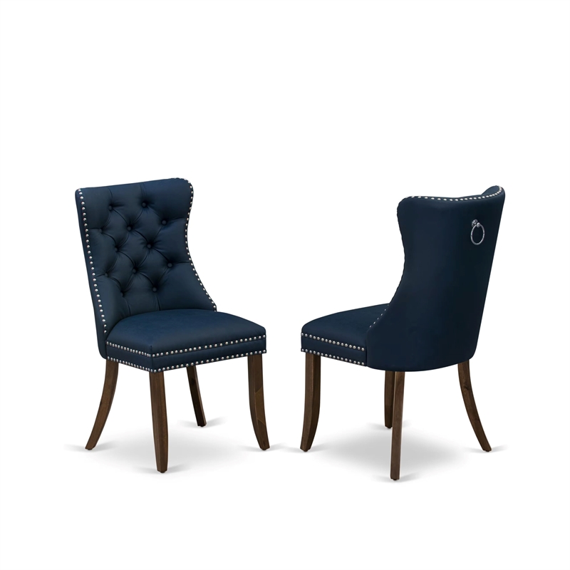 Pemberly Row 5-Piece Dining Set with Faux Leather Chairs in Walnut