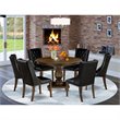 Pemberly Row 7-Piece Wood Dining Set in Distressed Jacobean and Black