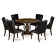 Pemberly Row 7-Piece Wood Dining Set in Distressed Jacobean and Black