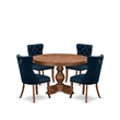 Pemberly Row 5-Piece Mid Century Dining Set in Walnut and Faux Leather