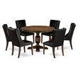 Pemberly Row 7 Pieces Wood Dining Set in Distressed Jacobean and Black