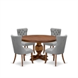Pemberly Row 5-Piece Rubber Wood Dining Table Set in Walnut Finish
