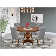 Pemberly Row 5-Piece Rubber Wood Dining Table Set in Walnut Finish