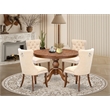 Pemberly Row 5-Piece Mid-Century Dining Set in Wood with Walnut Finish