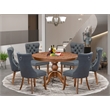Pemberly Row 7-Piece Mid-Century Dining Set in Rubber Wood Walnut Finish
