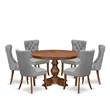Pemberly Row 7-Piece Dining Set in Walnut Finish with Faux Leather Chairs