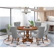Pemberly Row 7-Piece Dining Set in Walnut Finish with Faux Leather Chairs