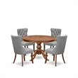 Pemberly Row 5-Piece Dining Set in Walnut with Faux Leather Chairs