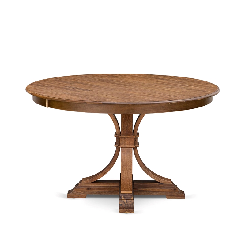 Pemberly Row Round Dining Table Acacia Wood in Antique Walnut Finish