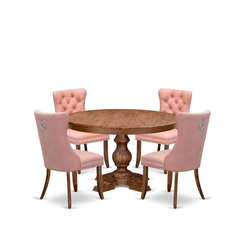 Pemberly Row 5-Piece Rubberwood Kitchen Dining Set in Walnut Finish