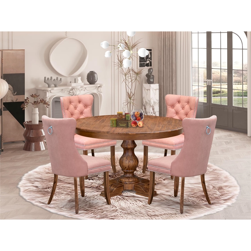 Pemberly Row 5-Piece Rubberwood Kitchen Dining Set in Walnut Finish