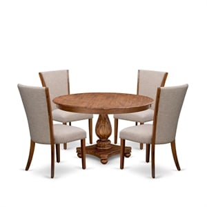 Pemberly Row 5-Piece Round Acacia Dinette Set with Pedestal Table