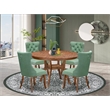 Pemberly Row 5-Piece Dining Set with Faux Leather Chairs in Walnut Wood