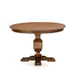 Pemberly Row 7-Piece Pedestal Dining Set with Linen Chairs in Walnut