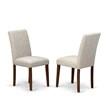 Pemberly Row 7-Piece Pedestal Dining Set with Linen Chairs in Walnut