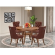 Pemberly Row 5-Piece Dining Set with Faux Leather Chairs in Walnut Wood