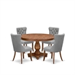 Pemberly Row 5-Piece Dining Set Wood in Walnut Finish with Leather Chairs