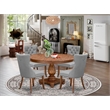 Pemberly Row 5-Piece Dining Set Wood in Walnut Finish with Leather Chairs
