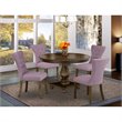 Pemberly Row 5-Piece Wooden Dining Set in Distressed Jacobean and Purple