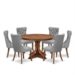 Pemberly Row 7-Piece Dining Set with Faux Leather Chairs in Walnut