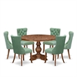 Pemberly Row 7-Piece Dining Set in Walnut Finish with Faux Leather Chairs