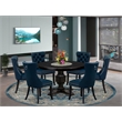 Pemberly Row 7-Piece Round Dining Set with Black Sand-Blasted Finish