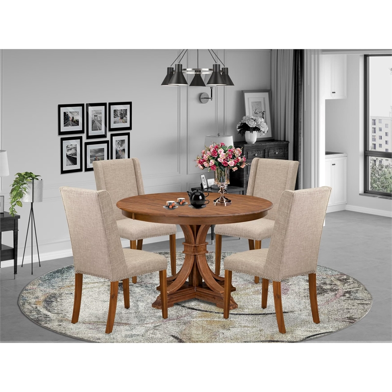 Pemberly Row 5-Piece Modern Dining Set in Walnut Wood Finish