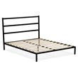 Pemberly Row Metal and Wood Queen Platform Bed Frame in Black