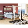 Pemberly Row Queen Metal Bed Frame with Canopy Design in Black