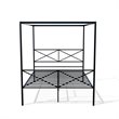 Pemberly Row Queen Metal Bed Frame with Canopy Design in Black