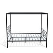 Pemberly Row Queen Metal Bed Frame with Canopy Design in Black