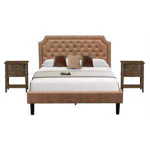 Pemberly Row 3-Piece Wooden Queen Bedroom Set in Jacobean/Brown