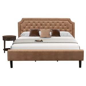 Pemberly Row 2-Piece King Platform Bedroom Set in Brown Jacobean Finish