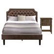 Pemberly Row 2 Pc Wood Full Bedroom Set with Upholstered Bed in Dark Brown
