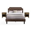 Pemberly Row 3-Piece Queen Bedroom Set with Faux Leather Bed in Dark Brown