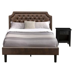 Pemberly Row 2-Piece Full Bedroom Set with Wood Frame in Dark Brown