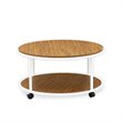 Pemberly Row Wood and Metal Coffee Table with White Frame & Walnut Top